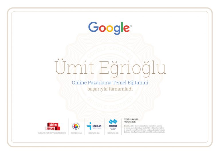 Google Dijital Atölye Sertifikası’nı ben aldım. Sınava nasıl girilir ve sertifika nasıl alınır?